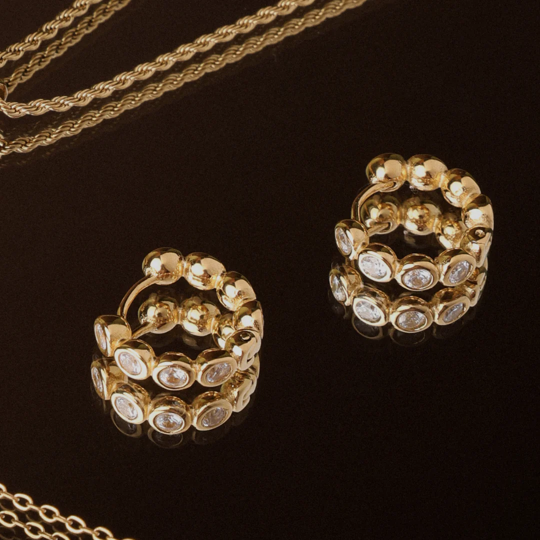 Beaded Diamond Hoops - Image 4