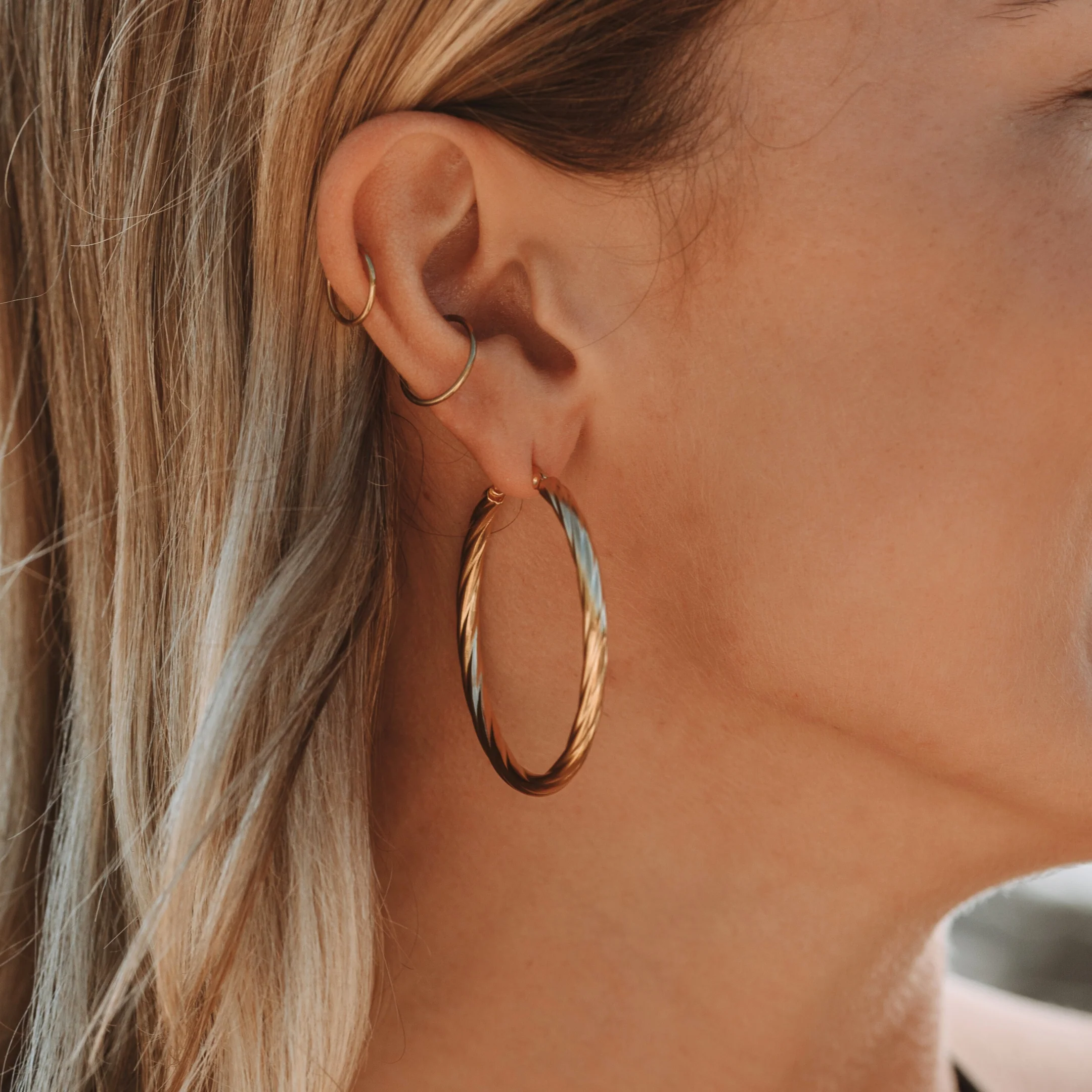 Bold Twisted Hoops - Image 4