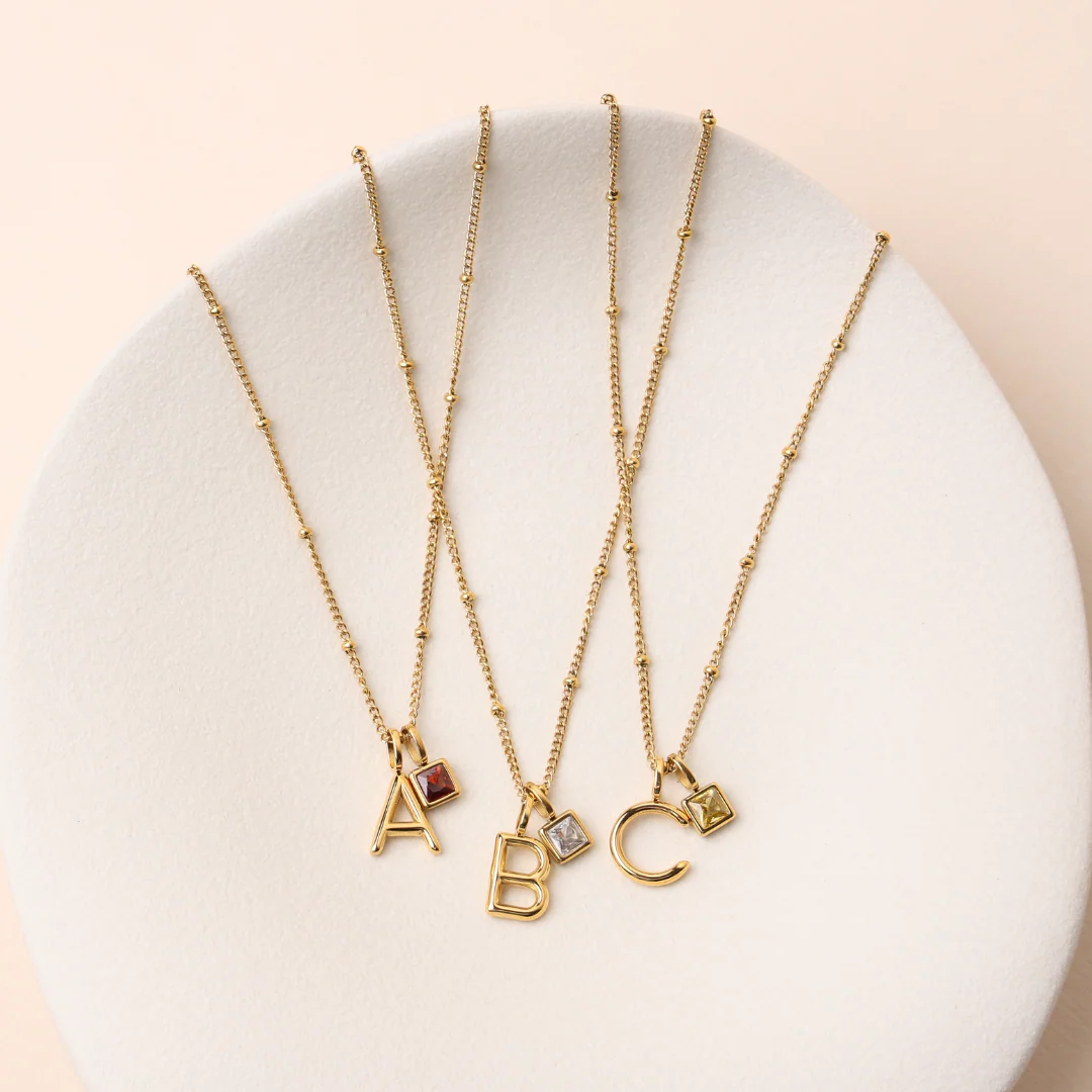 Initial & Birthstone Charm Necklace - Image 13
