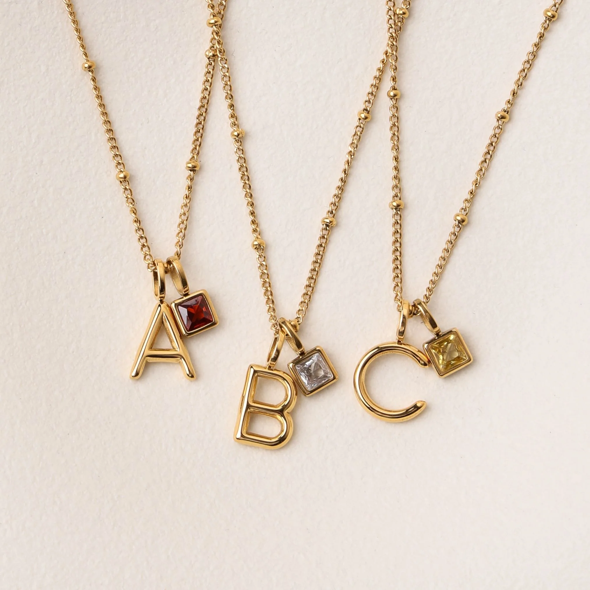 Initial & Birthstone Charm Necklace - Image 14
