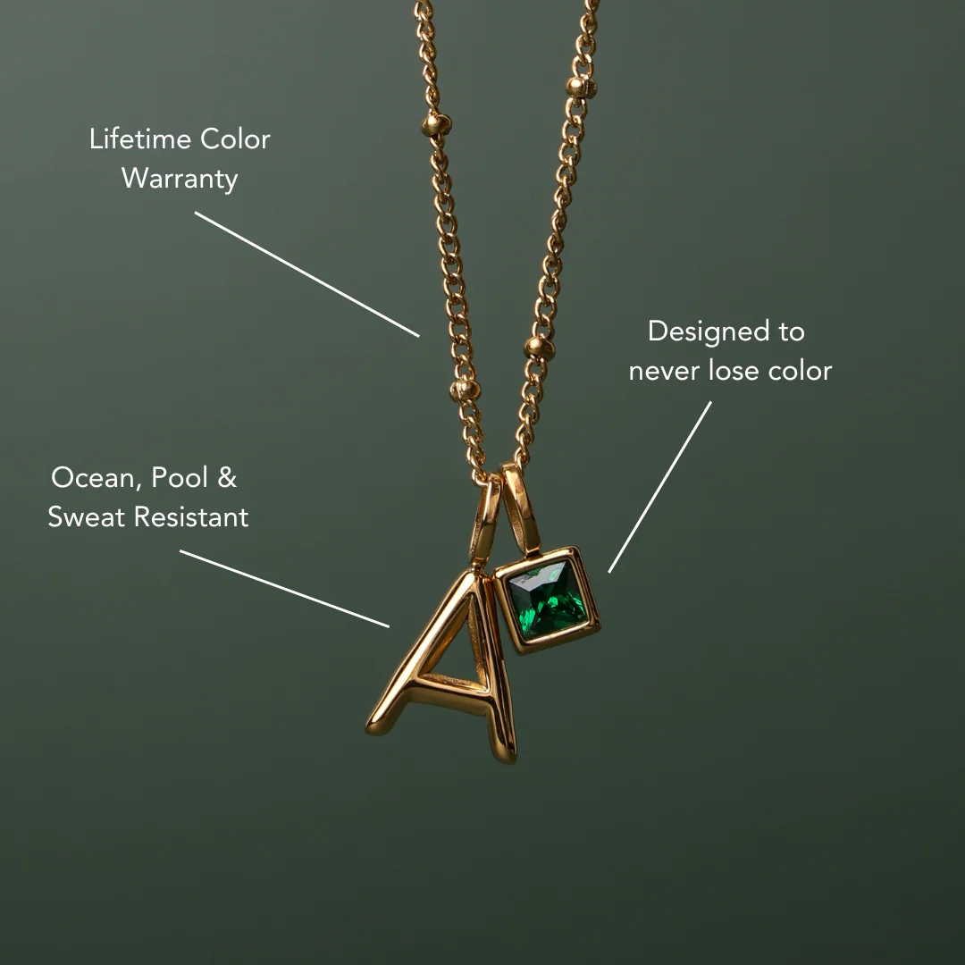 Initial & Birthstone Charm Necklace - Image 4
