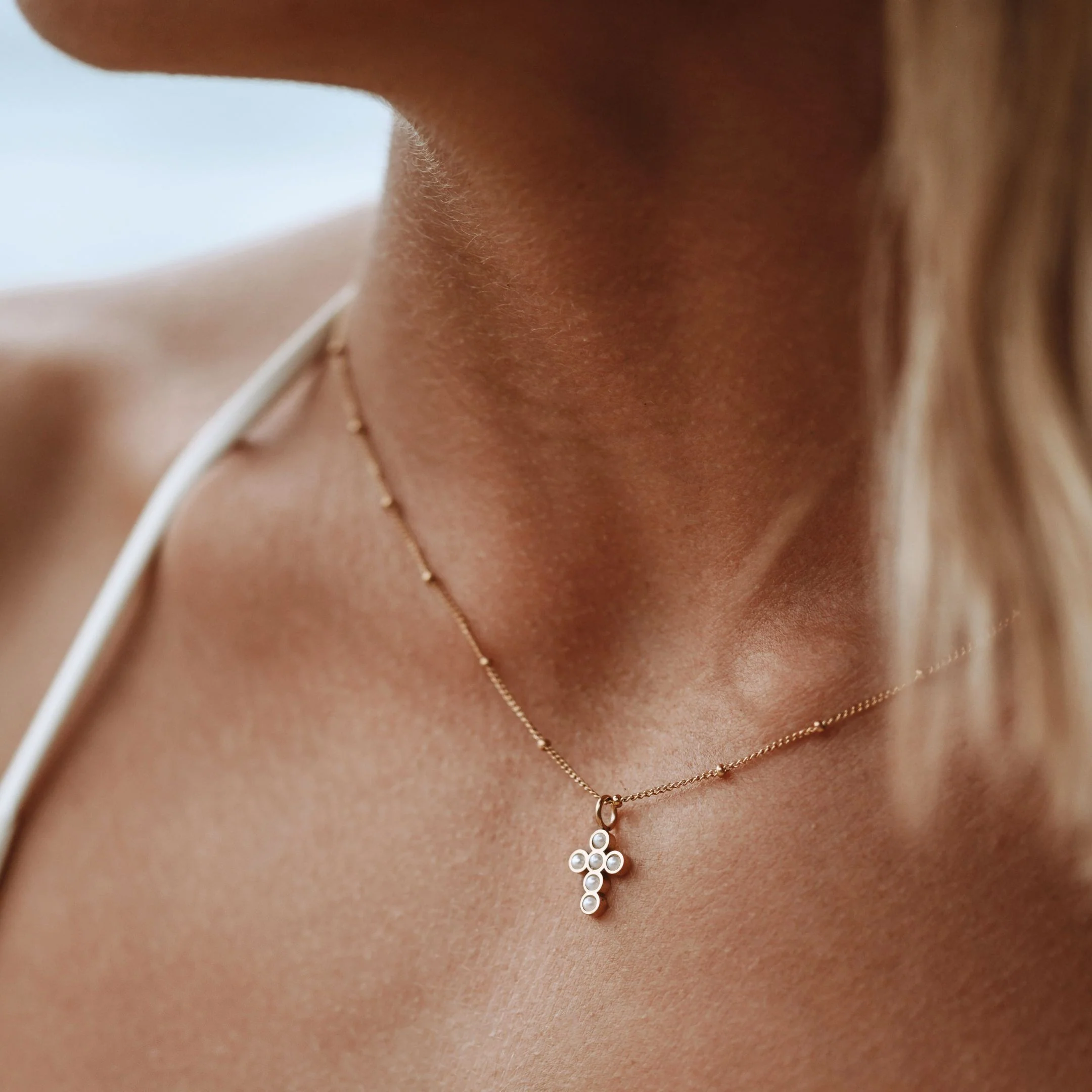 Pearl Cross Necklace - Image 3