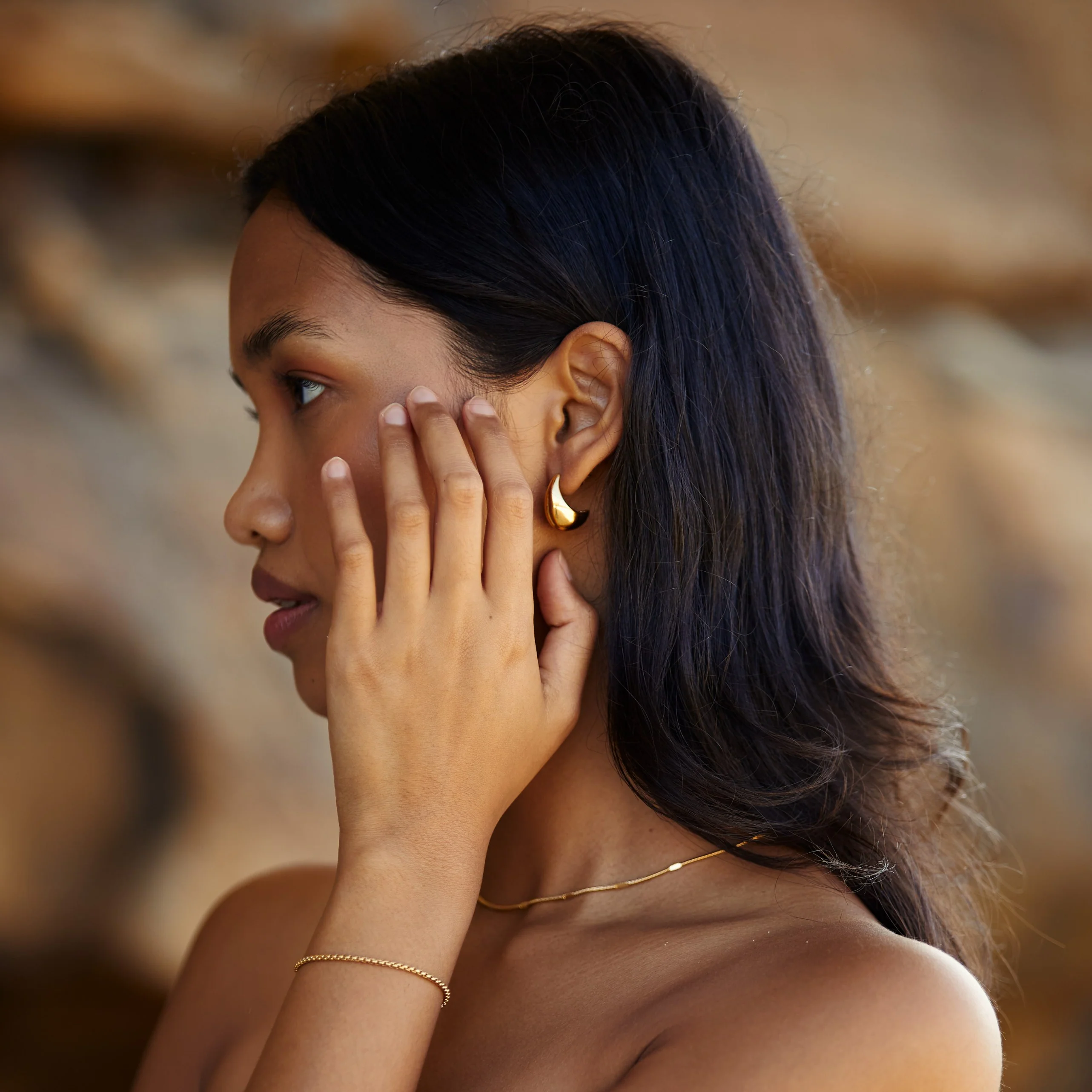 Teardrop Hoop Earrings - Image 4