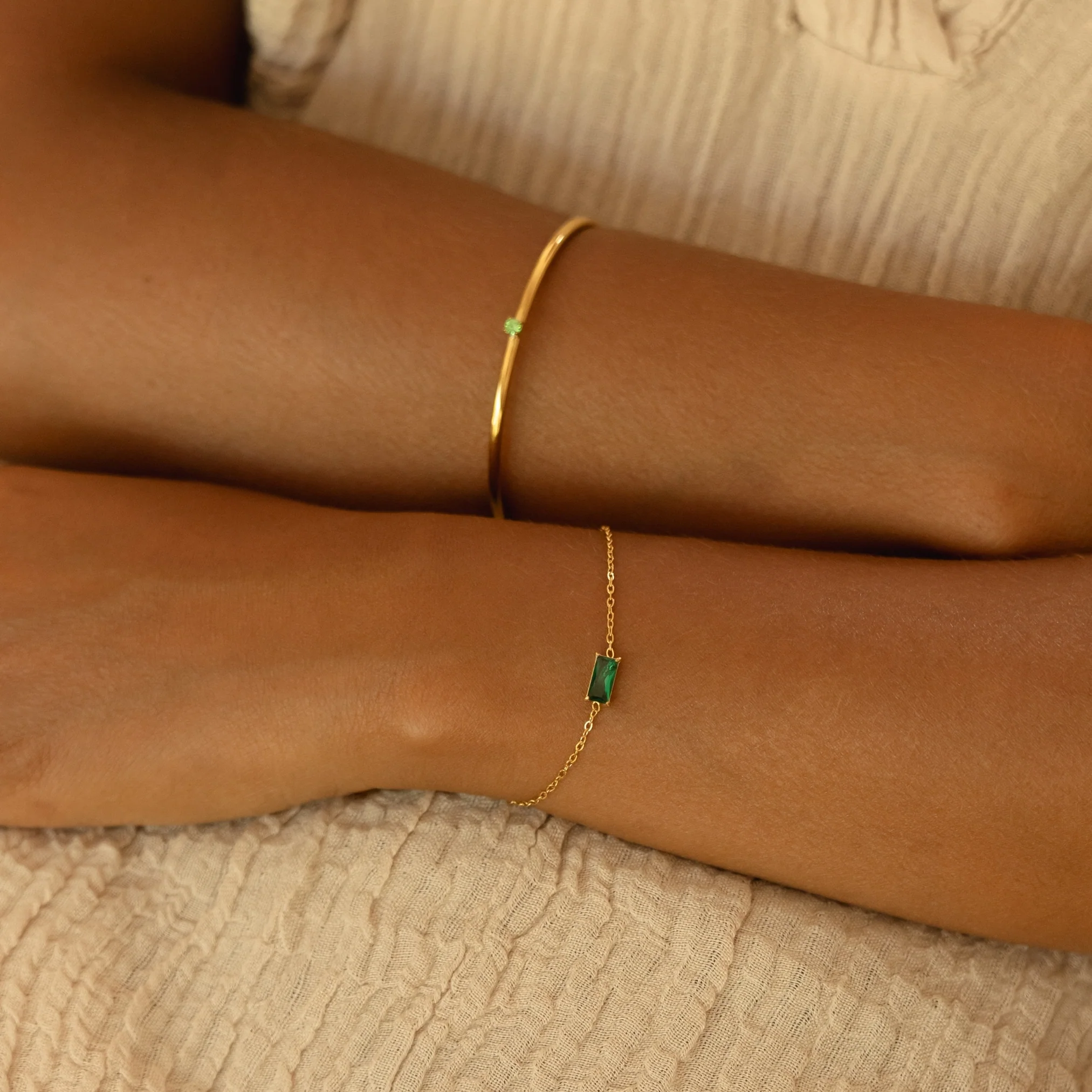 Thin Emerald Cuff - Image 5