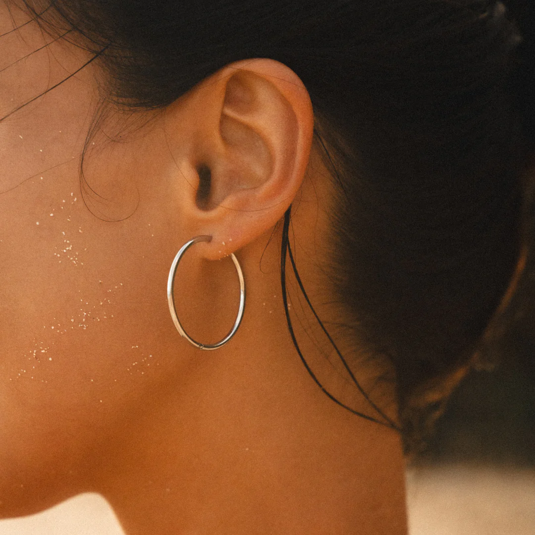 Thin Hoop Earrings - Image 3